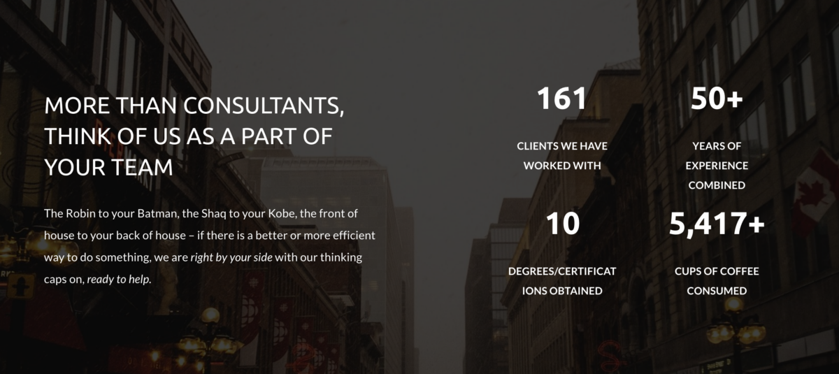 Website screenshot showcasing how an unique tone of voice can help stand out in the industry