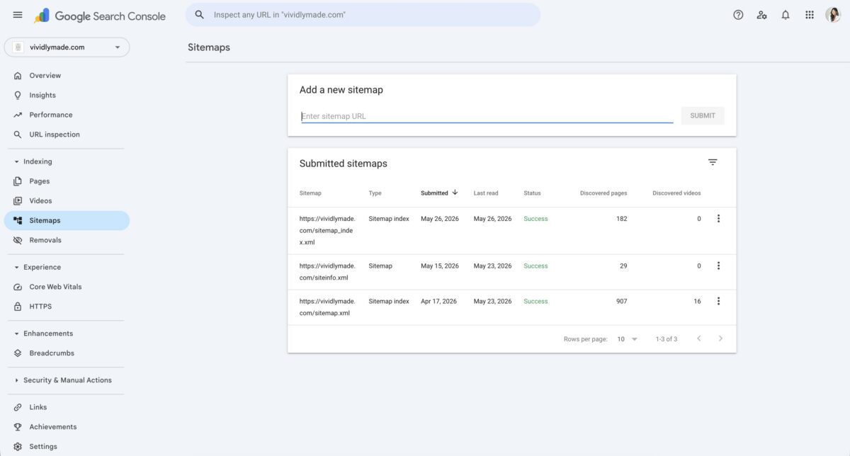 Google Search Console Submit Sitemaps