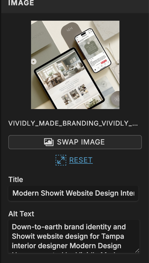 Optimizing alt tags on Showit websites