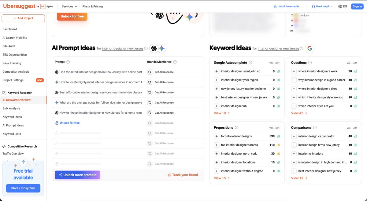 Ubersuggest Keyword Research Tool