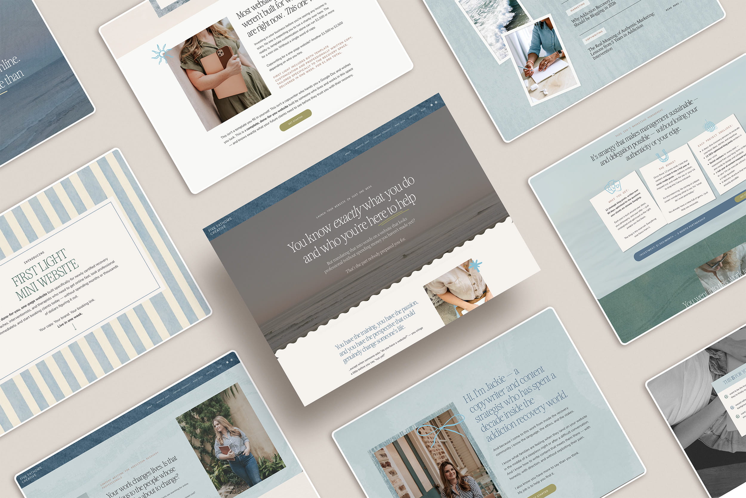 Coastal website design for copywriter